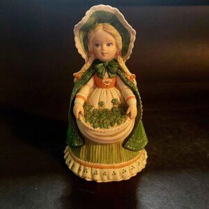 Vintage Irish Girl Bell Figurine by Enesco. St. Patrick's Collectible Item